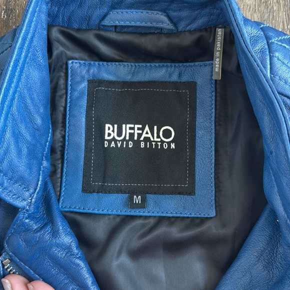 Buffalo David Bitton Blue Leather Jacket - Picture 3 of 9